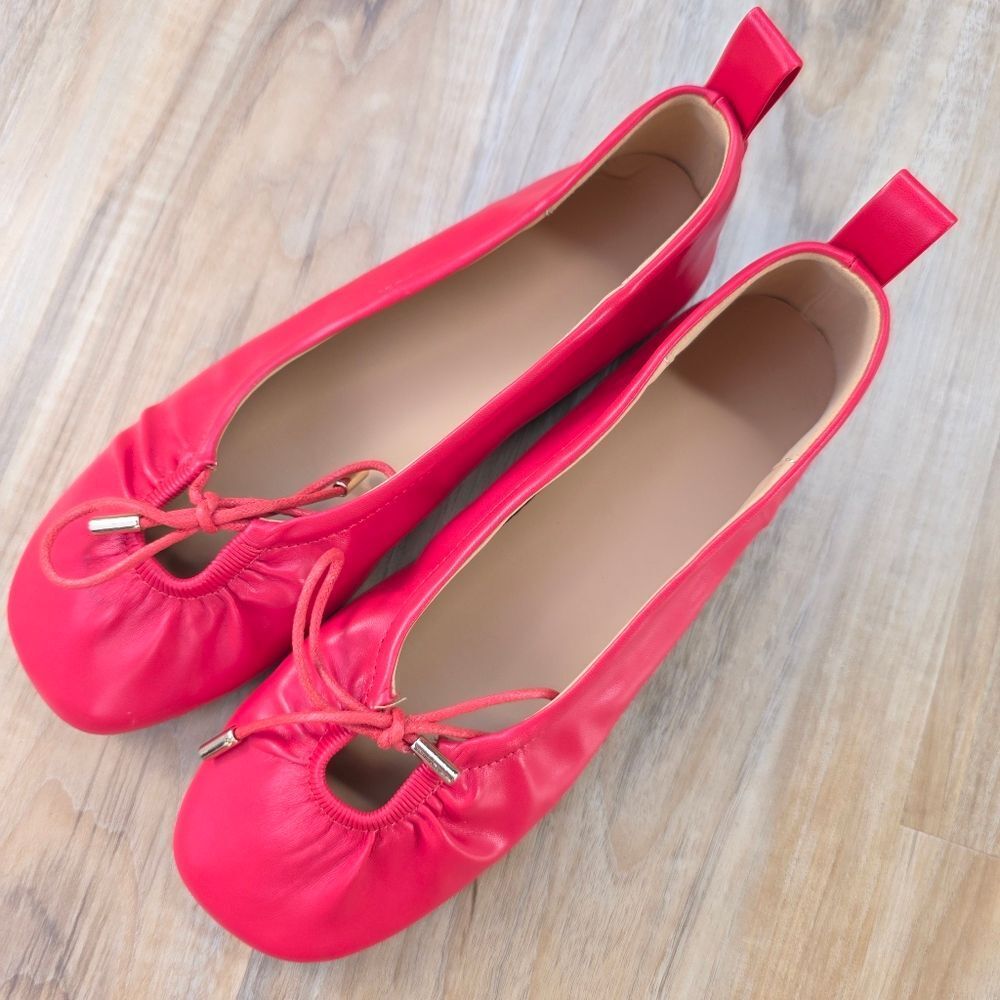 🩵NIB Red Square Toe Slip-on Ballet Flats Size 8 - Picture 5 of 9